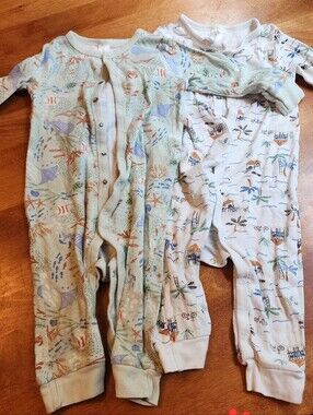 Light Green Ocean-Print Kids One-Piece Footie